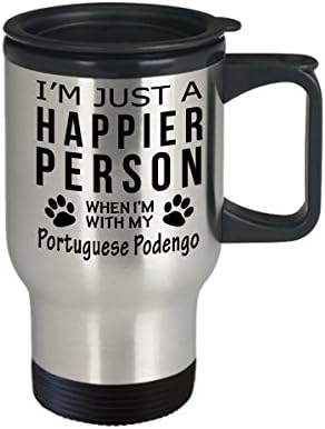 Кафеена Чаша За Любителите на кучета В Пътуването - По-Щастлив Човек С Португалски поденго - Подаръци За спасението на