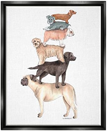 Илюстрация на Смесени породи кучета Stupell Industries, Балансирующих в Изправено положение, Дизайн от Dishique
