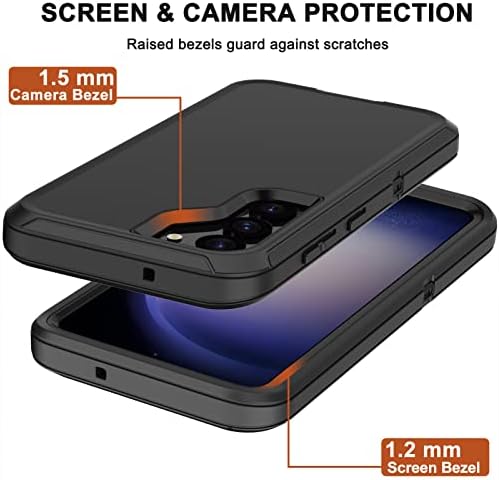 RubCase за Samsung Galaxy S23 Плюс Калъф с клип за колан, 2 x Защитно фолио за екрана, Сверхпрочный е Удароустойчив,