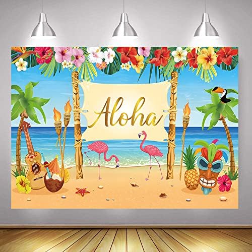 LYCGS 7X5ft Хавайски Фон за парти в стила на Алоха, Летен Плаж Luau, Фламинго, Палмова Цвете, Фотофон, Хавайски Тематичен