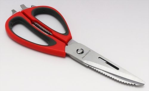 Ножици Mastrad F24515, 9.8 инча (25 см), Богат на функции, Сребрист, Червен