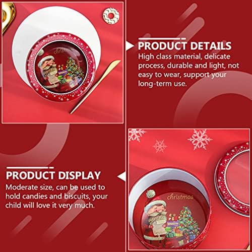 NUOBESTY Коледна Лидице Подарък Кутия с Прозрачен Прозорец Празнична Кутия шоколадови Бонбони Сладки Метални Кутии За