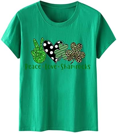 KCJGIKPOK Женска Тениска със Зелени Трилистниками на Деня на Св. Патрик, Графична Тениска с Детелина, Ежедневни Тениски