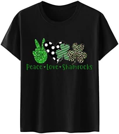 KCJGIKPOK Женска Тениска със Зелени Трилистниками на Деня на Св. Патрик, Графична Тениска с Детелина, Ежедневни Тениски