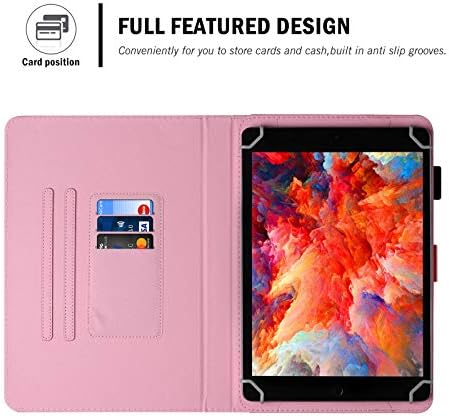 Универсален калъф за таблет 10,0 с многоугольной стойка, слот за карта памет, калъф-награда от изкуствена кожа за iPad Air, нов iPad 5-ти / 6-то поколение, Samsung Galaxy Tab A 10,1 / Tab E 9,6