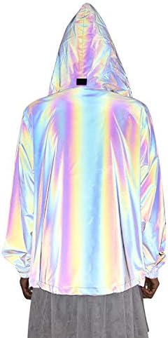 Черна светоотражающая яке Glow Rainbow в стил хип-хоп по поръчка за мъже и жени, защитно яке от новата тъкан 2020 г. (2XL, черна дъга)