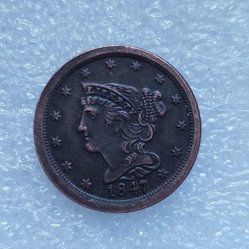 Старинни ръчно изработени изделия, Американски Полусеребряный Долар 1847 Г., Сребърна Кръгла Колекция за Външната търговия