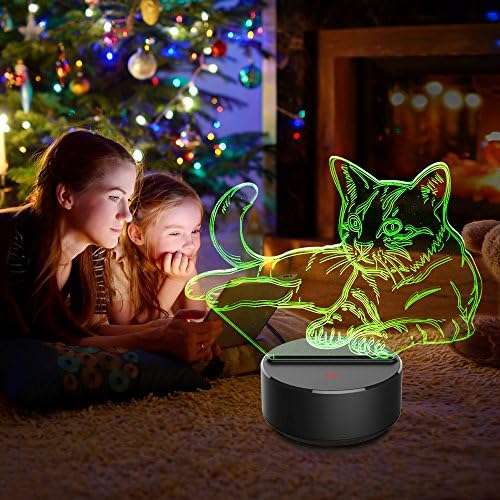 3D лека нощ Пет Cat 3D Лампа Оптична илюзия Ночники Сензорен Прекъсвач Нощна Лампа 7 Цвята променящи се led лампи са Идеални подаръци за Рожден Ден за Момичета, Деца, Момч
