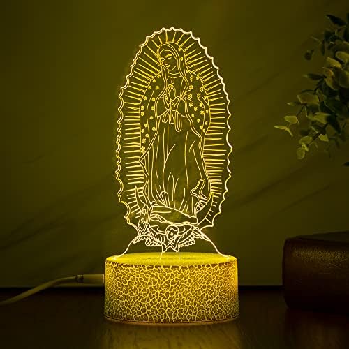 GETI 3D led нощна светлина San Judas Jesus Malverde Исус Христос С пукнатини База 7 Цвята USB Кабел Батерия Сензорен