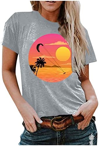 Слънчеви ризи за Жени Sunshine Seagull Graphics Тениска с Къс Ръкав Летни Почивки, Тениски, Потници