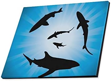 ENEVOTX Стенни Художествена Живопис Векторна Печат с Изображение на Акули Под Водата и Слънчевата Светлина Върху Платно