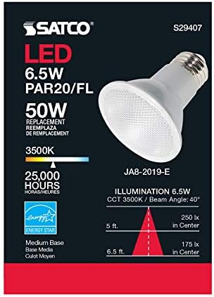 Satco S29407 6,5 W; LED PAR20; 3500 ДО; съдържание на пакета 24 бр., съвместима с california