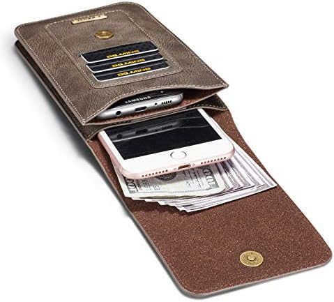 Чанта-кобур от естествена кожа, чанта-кобур, който е съвместим с iPhone SE 2020 X XR XS 11 6 7 8, който е съвместим с Samsung S8, S9, s10e, A10e, A20e, калъф-чантата за колан с клипс + слот за карт