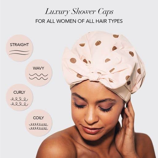 Луксозна шапка за душ в стил Кич за жени - Множество Шапка за душ за дълга коса с неплъзгащи силиконовата дръжка | Водоустойчив