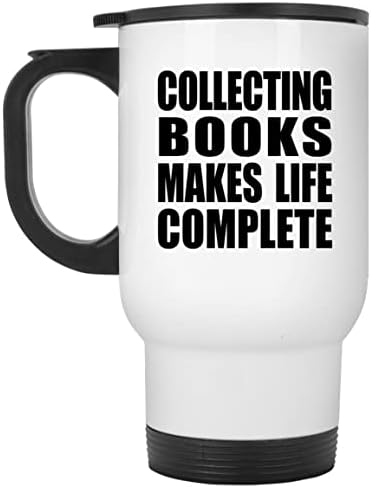 Designsify Колекциониране на Книги Допълва живот, Бяла Пътна Чаша 14 грама, на Чаша от Неръждаема Стомана С Изолация,