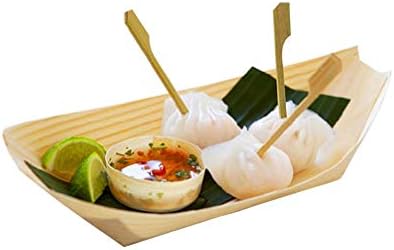 Японски Чинии Hemoton за Еднократна употреба, Дървени Чинии-Лодки, Компостируемая Чиния за Сервиране на Ястия, Тава за