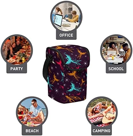 Чанта за Обяд с Изображение на Птица Феникс многократна употреба Обяд-Бокс Голяма Вертикална Кутия за Обяд с Регулируем пагон