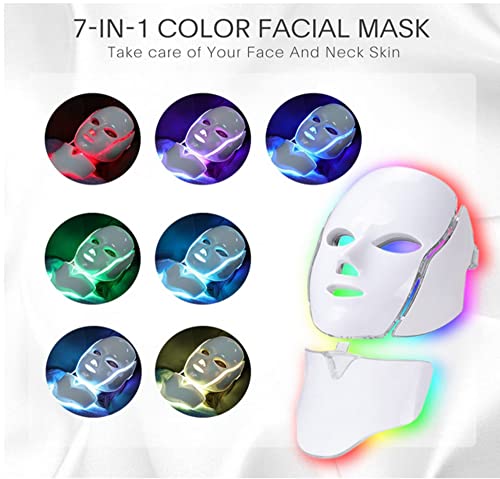 Led Светотерапевтическая Маска за лице - 7 Цветни Фотоните на синята и червената светлина За Подмладяване на кожата, Маска за Грижа за кожата на лицето, Домашна Маска