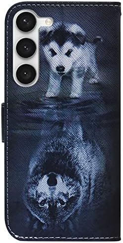 Калъф IMEIKONST за Galaxy S23 5G, устойчив на удари Калъф от изкуствена кожа с цветни рисунки във вид на животното, една Чанта-портфейл с Панти капак, Магнитна Поставка, Слот з?