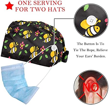 2 Опаковане на Цветни Геометрични Работни шапки за еднократна употреба с учебната лента за Жени и мъже, Шапчица-Тюрбан