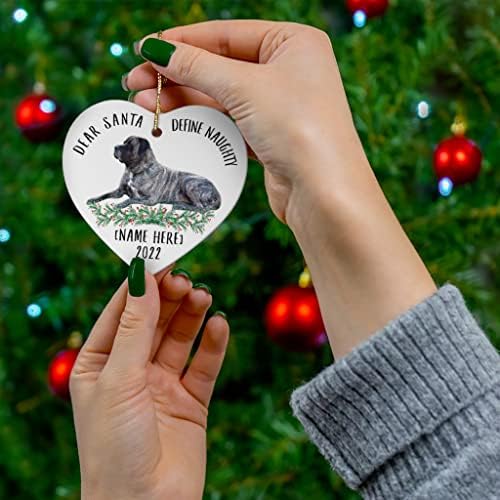 Забавен Английски Мастиф Синя Арлекин Скъпи Дядо Коледа Определя Палав Подаръци 2023 Коледно Дърво, Декорация На Сърцето