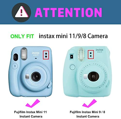 Калъф за фотоапарат, съвместим с Fujifilm Instax Mini 11/ 9/ 8/ 8+ Фотоапарат миг печат с Регулируема каишка и джоб (Бял)