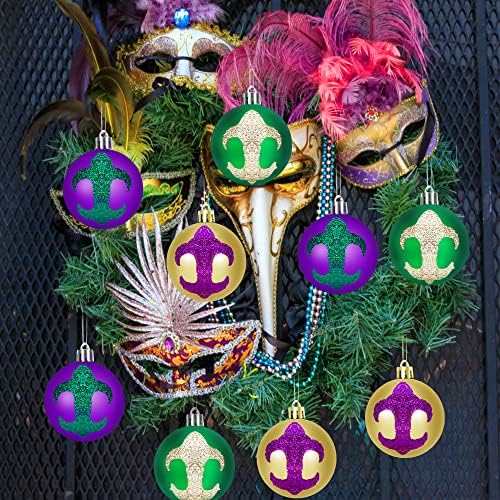 Watayo 12 бр. декорация за топки на Mardi Gras-2.3 инча Нечупливи Висящи Украшения на Mardi Gras за празника на Mardi
