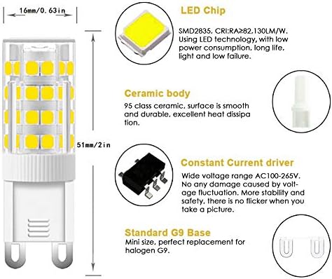 Lxcom Осветление G9 Led Лампа 5 W led Царевица Крушки (4 опаковки) G9 Керамични Подмяна на Лампи 50 W Еквивалент на Халогенни