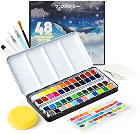Набор от акварельных бои с 48 бои премиум-клас, набор от акварельных бои, включително метални и флуоресцентни цветове.