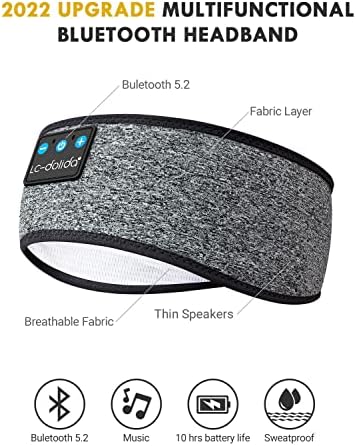 Слушалки за сън LC-dolida Bluetooth-Превръзка на главата, Безжични Спортни Слушалки на главата, с тънки със стерео говорители