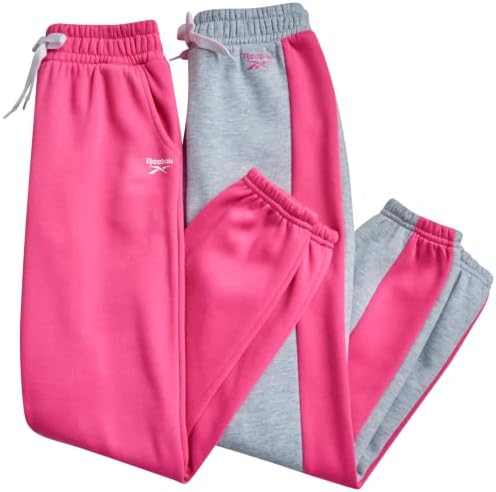 Спортни панталони Reebok за момичета - 2 комплекта активни флисовых панталони за джогинг с джобове (Размер: 7-16)