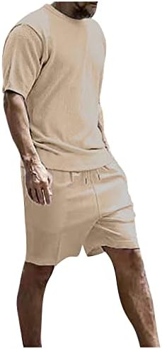WALLDOR/Мъжки Комплекти от 2 теми, Ежедневни Базова Риза с кръгло деколте и Къс ръкав, къси Панталони, Модерни Спортни
