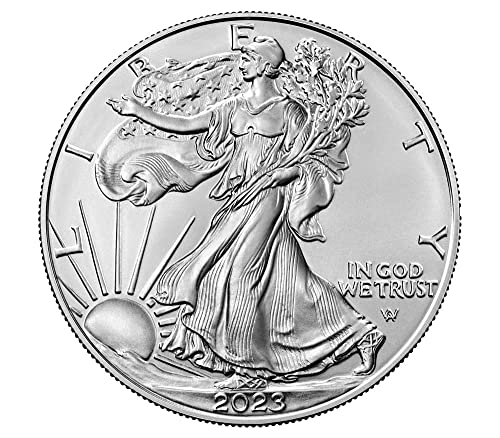 2023 - Американски Сребърен Орел . Сребро 999 проба с Нашия сертификат за автентичност Долар Монетния двор на САЩ, Без