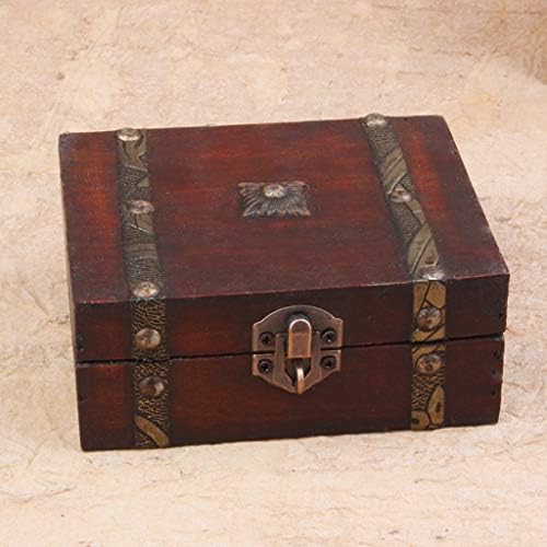 GANFANREN Дървен Ретро Заключване Съкровище Кутия За Съхранение на Бижута Калъф Органайзер Пръстен Подарък Сгъваема Мини