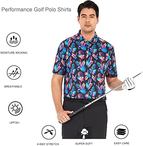 Мъжка риза за Голф Alex Vando, Впитывающая Влага, бързо съхнещи Polo Ризи с Принтом Performance за Мъже