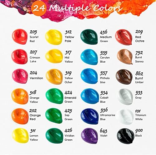 Комплект Акрилни бои 24 Цвята (60 мл), Художествени Бои за възрастни, Художници-Раскрашивателей, Професионалисти, Колористов,