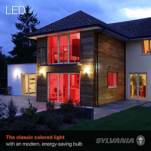 Led лампа SYLVANIA с червена стъклена нишка с нажежаема жичка A19, с регулируема яркост, мощност 4,5 Вата, средна база
