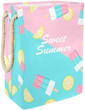 Inhomer Sweet Summer Popsicle-01 Голяма Кошница за дрехи, Водоустойчив Сгъваема Кошница за дрехи, Органайзер за играчки,