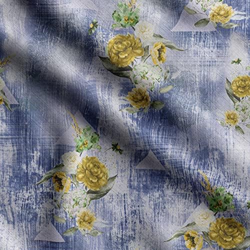 Цветя и Геометричен Принт Soimoi, Кадифе Плат, Плат за Шиене Декор Ширина 54 инча, Декоративна тъкан за тапицерия на