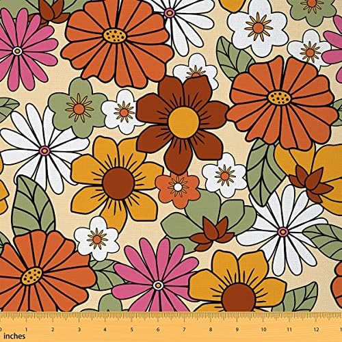 Цветен Плат в стил Бохо by The Yard, Обивочная плат с заводными цветя в Ретро стил от 60-те и 70-те години, Декоративна