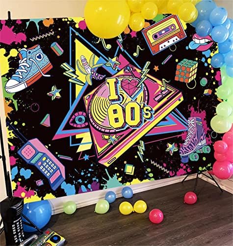 BINQOO Обратно в 80-те Графити Спрей Фон l Love 80-те Неоново Сияние Ретро Диско Назад Рок Музика на Фона На партита