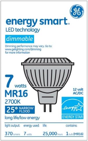 Led лампа на GE Lighting 66131 Energy smart LED с мощност 7 W (смяна на 35 W) мощност 370 Лумена с цокъл MR16 GU5.3,