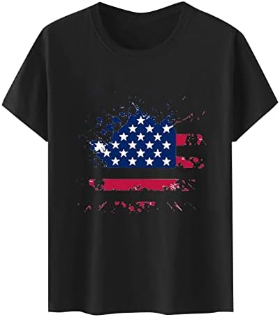 Дамски Ризи 4 юли, Ежедневни Блузи С изображение на Знамето на САЩ, Тениска С кръгло деколте и Къс Ръкав, Модни Блузи