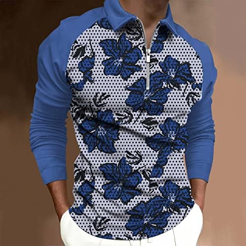 XXBR 2022 Нови Мъжки Ризи Поло с цип Дълъг Ръкав в Цветарски Грах, Лоскутные Блузи за Голф, Ежедневни Дизайнерска Риза