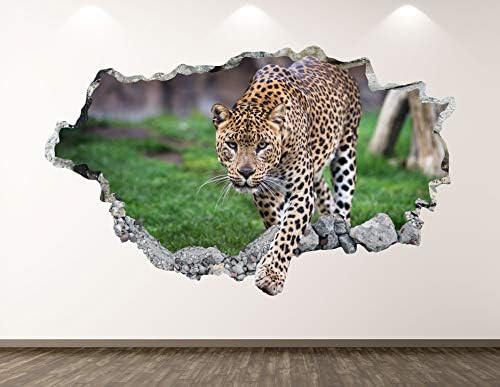Западна планина Леопардовая Стикер За стена, Арт Декор на 3D Разби Стикер С изображение на Животно Рисувани Стенни Детска