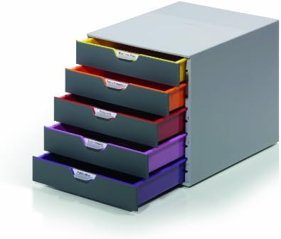 ЗДРАВ настолен органайзер за чекмеджета (5 ЦВЕТНИ офиси със сменяеми етикети) 11 w x 14g x 11,375в Сиво и многоцветен