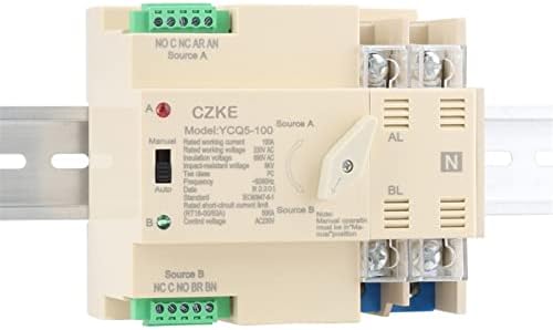 NYCR YCQ5-100 2P Автоматичен превключвател предаване на Din-шина 50/60 Hz 63A/100A ac 220 В от фотоволтаична система ATS до градската електрическа мрежа (Цвят: YCQ5-100-2P размер: 100A)