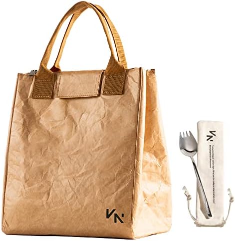 Эстетичная Изолирано чанта за обяд VonNova Tyvek, лека и водоустойчива, с 1 дръжка от неръждаема стомана и калъф за прибори