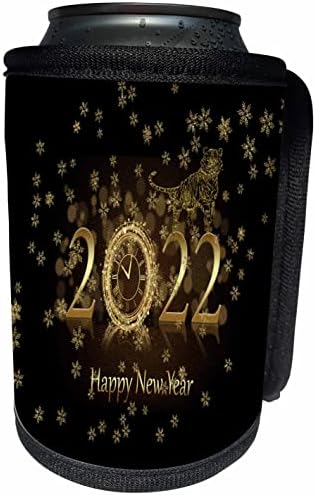 3d-Изображение на тигър и часа на 2022 година, честита Нова година. - Опаковки за бутилки-охладители (cc_354836_1)