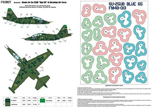 Маска за Су-25УБ Син 65, ВВС на Украйна, Камуфлаж Clover (Използване и стикер Foxbot) 1/48 Мащаб Foxbot FM 48-013
